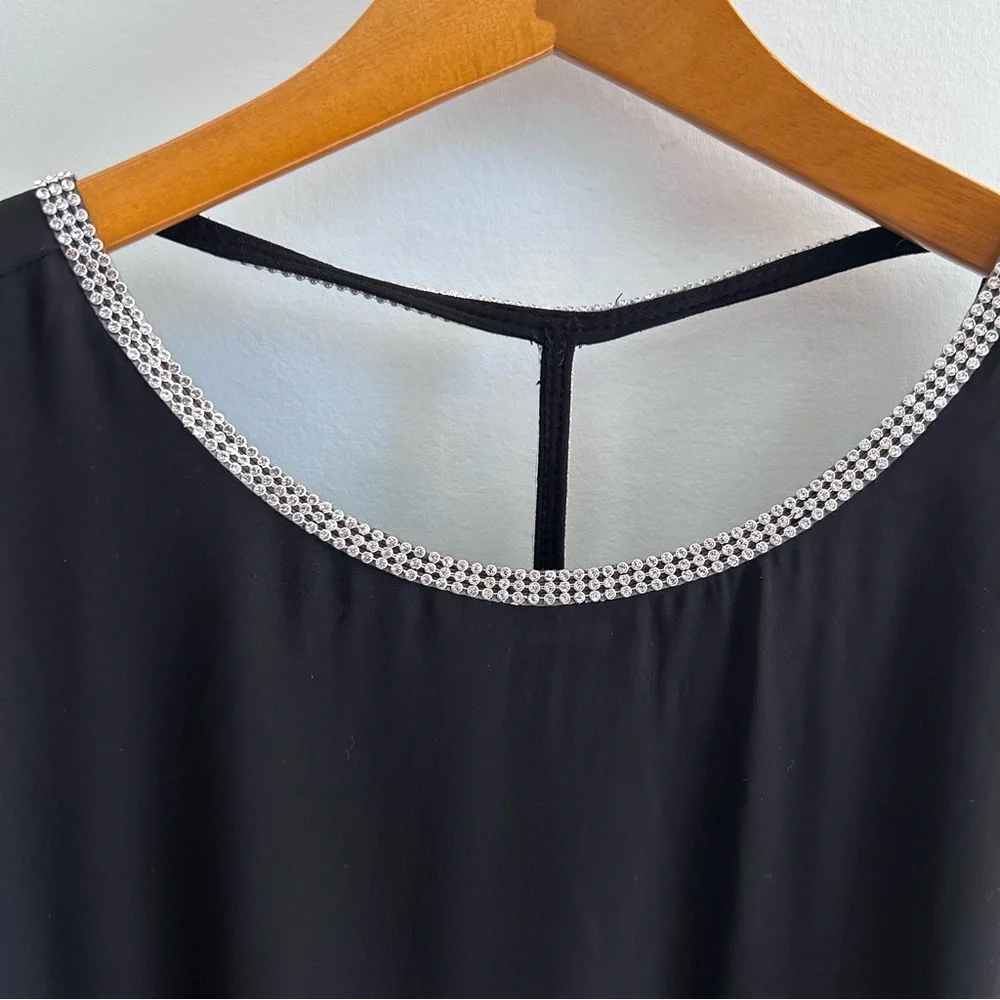 MSK Black Sleeveless Dress with Silver Rhinestone Accents Size 14 - Picture 5 of 7